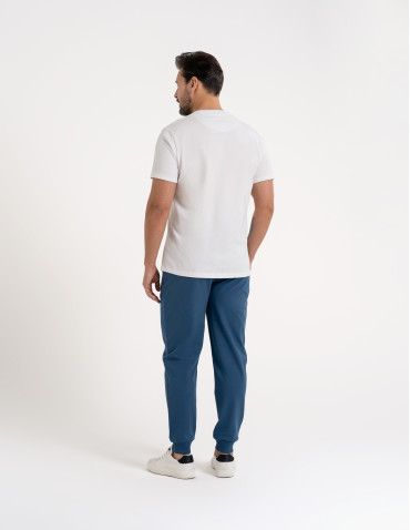 Spodnie dresowe - Spodnie męskie dresowe bawełniane z kieszeniami NIEBIESKI - produkt 6