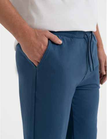 Spodnie dresowe - Spodnie męskie dresowe bawełniane z kieszeniami NIEBIESKI - produkt 10