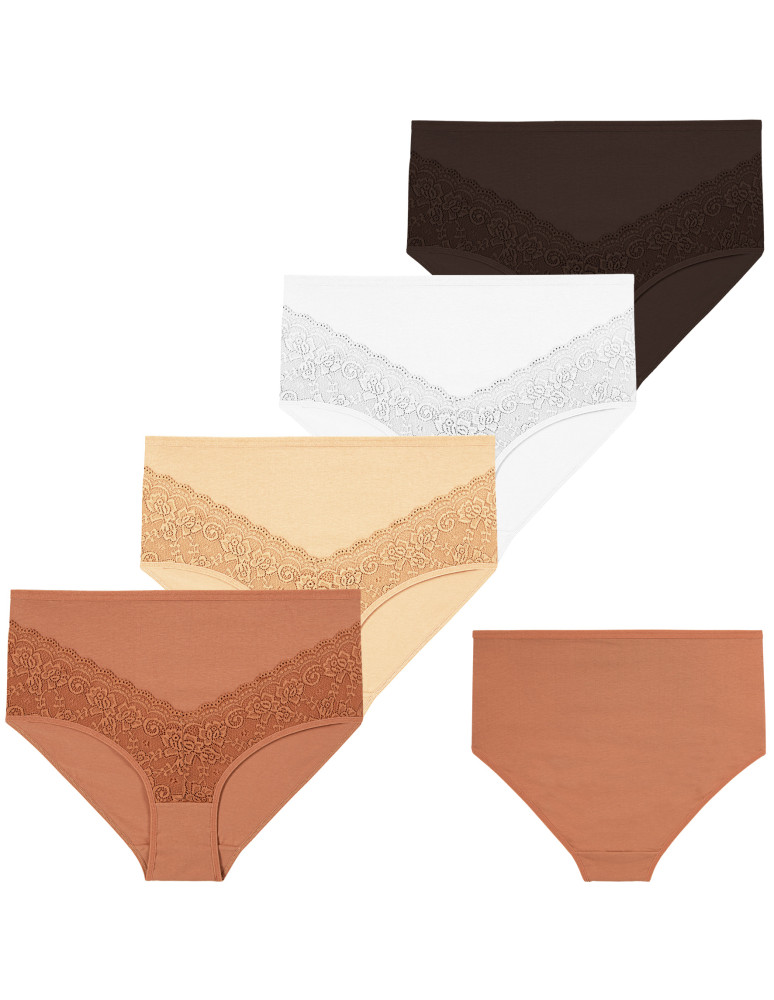 Majtki damskie - Majtki damskie figi maxi bikini z koronkowym akcentem 4-pak WIELOKOLOROWY  - produkt moraj.pl 5