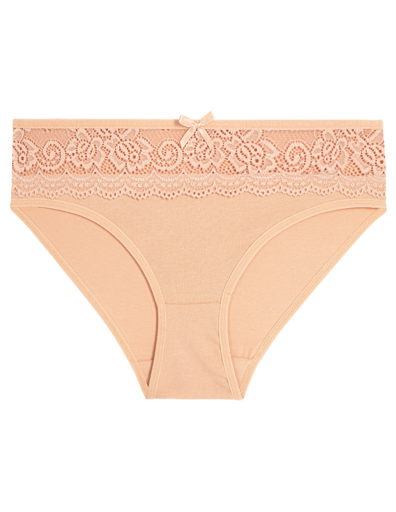Majtki figi bikini bawełniane z koronkowym pasem 4-pak WIELOKOLOROWY