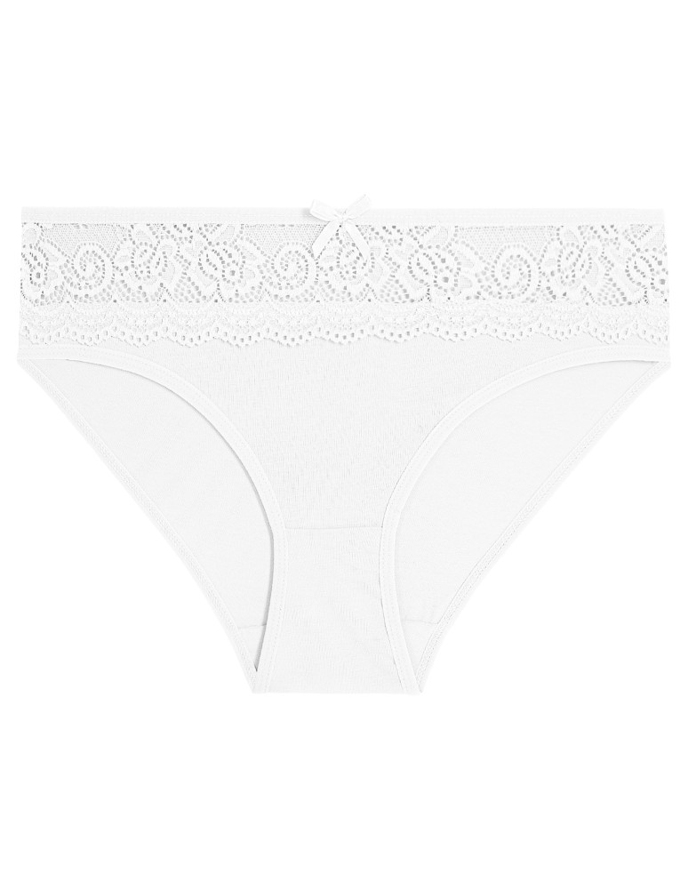 Majtki figi - Majtki figi bikini bawełniane z koronkowym pasem 4-pak WIELOKOLOROWY - produkt moraj.pl 3