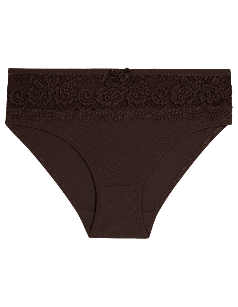 Majtki figi - Majtki figi bikini bawełniane z koronkowym pasem 4-pak WIELOKOLOROWY - produkt moraj.pl 4