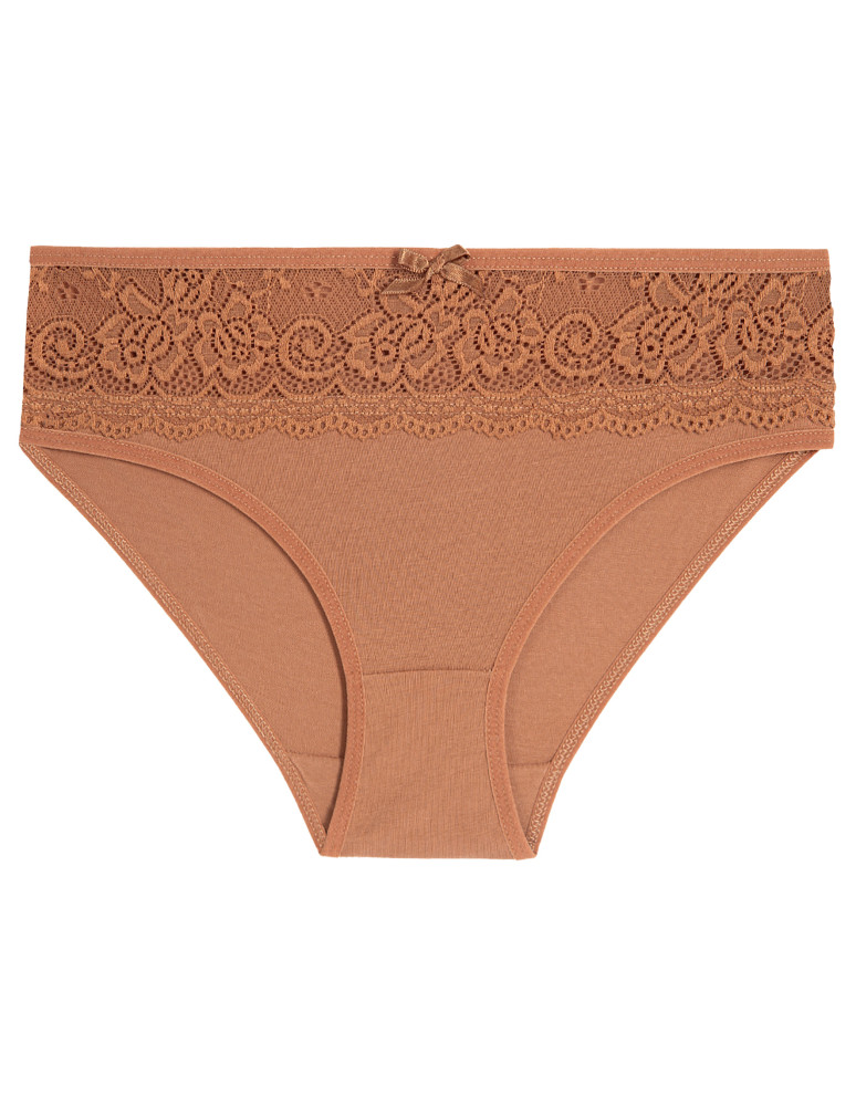 Majtki figi - Majtki figi bikini bawełniane z koronkowym pasem 4-pak WIELOKOLOROWY - produkt moraj.pl 6