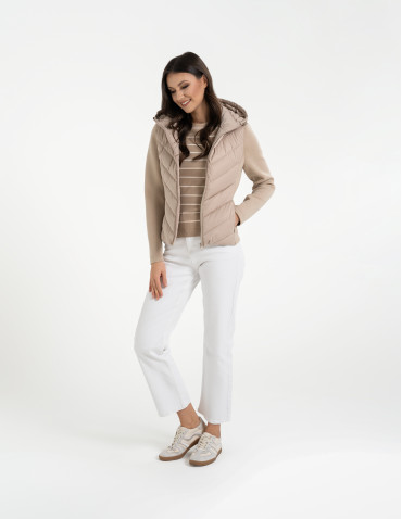 Kurtki i kamizelki - Kurtka damska przejściowa z kapturem BEŻOWY - produkt 16