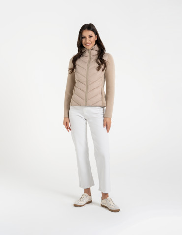 Kurtki i kamizelki - Kurtka damska przejściowa z kapturem BEŻOWY - produkt 17