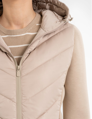 Kurtki i kamizelki - Kurtka damska przejściowa z kapturem BEŻOWY - produkt 7