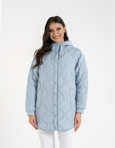 Kurtki i kamizelki - Kurtka damska przejściowa z kapturem i mankietami NIEBIESKI - produkt 14