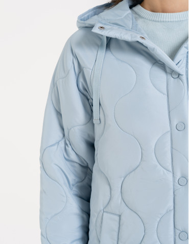 Kurtki i kamizelki - Kurtka damska przejściowa z kapturem i mankietami NIEBIESKI - produkt 15