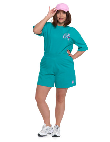 Szorty dresowe - Krótkie spodenki damskie o luźnym kroju z wysokim stanem ZIELONY - produkt 2