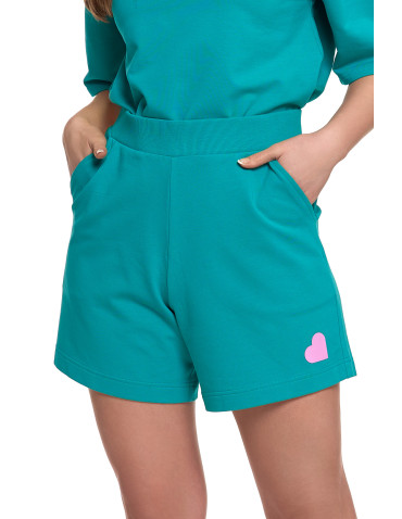 Szorty dresowe - Krótkie spodenki damskie o luźnym kroju z wysokim stanem ZIELONY - produkt 9