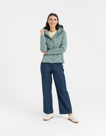 Kurtki i kamizelki - Kurtka damska przejściowa z kapturem JASNY ZIELONY - produkt 12