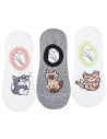 Niskie stopki skarpetki bawełniane z kotkami 3-pak WIELOKOLOROWY