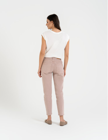 Spodnie damskie - Damskie spodnie jeansowe mom fit JASNY RÓŻOWY - produkt 10