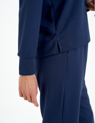 Bluzy damskie - Damska bluza wkładana przez głowę z kapturem NIEBIESKI - produkt 4