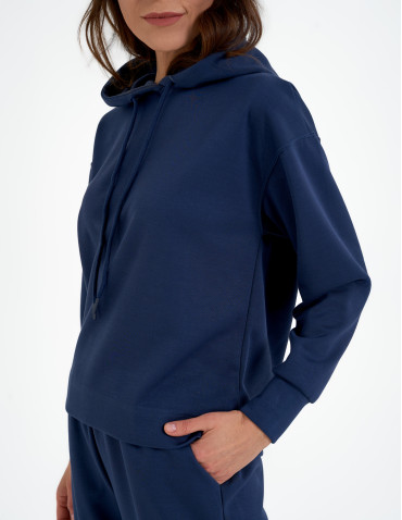 Bluzy damskie - Damska bluza wkładana przez głowę z kapturem NIEBIESKI - produkt 5