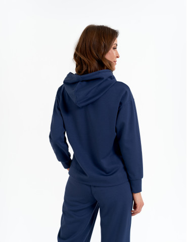 Bluzy damskie - Damska bluza wkładana przez głowę z kapturem NIEBIESKI - produkt 3