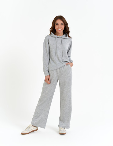 Bluzy damskie - Damska bluza wkładana przez głowę z kapturem SZARY - produkt 7