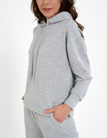 Bluzy damskie - Damska bluza wkładana przez głowę z kapturem SZARY - produkt 4