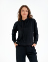 Damska bluza wkładana przez głowę z kapturem CZARNY