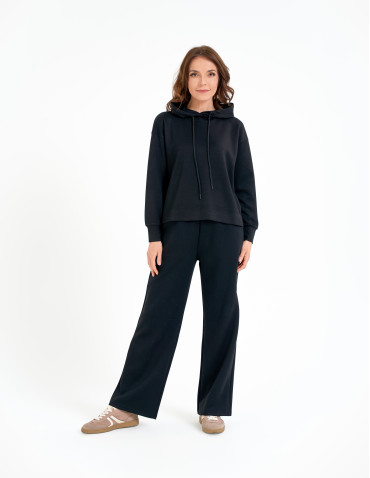 Bluzy damskie - Damska bluza wkładana przez głowę z kapturem CZARNY - produkt 10