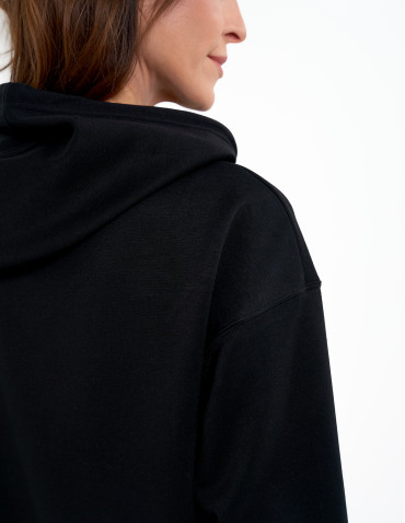 Bluzy damskie - Damska bluza wkładana przez głowę z kapturem CZARNY - produkt 8