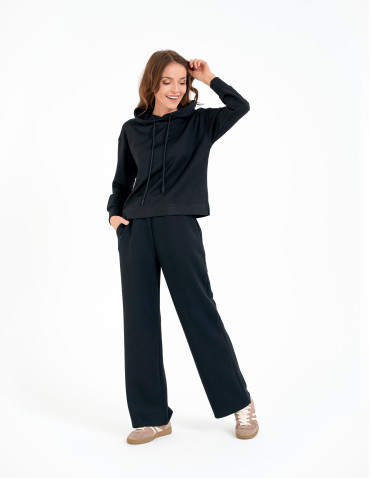 Bluzy damskie - Damska bluza wkładana przez głowę z kapturem CZARNY - produkt 12