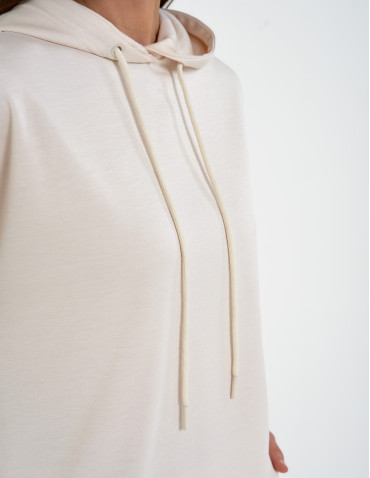 Bluzy damskie - Damska bluza wkładana przez głowę z kapturem KREMOWY - produkt 16