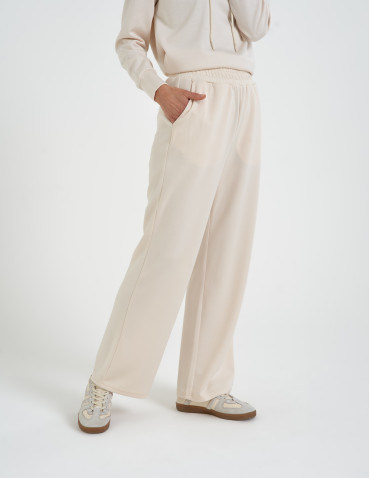 Spodnie dresowe - Spodnie dresowe damskie szerokie z kieszeniami KREMOWY - produkt 2