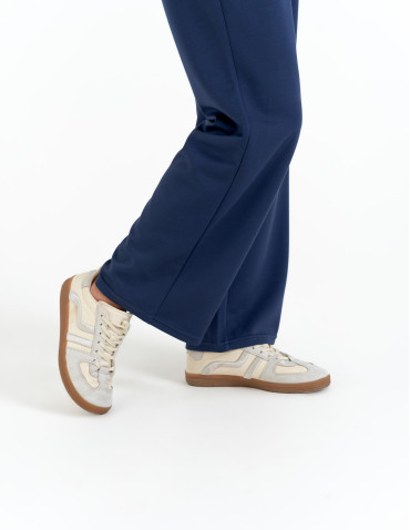 Spodnie dresowe - Spodnie dresowe damskie szerokie z kieszeniami NIEBIESKI - produkt 2