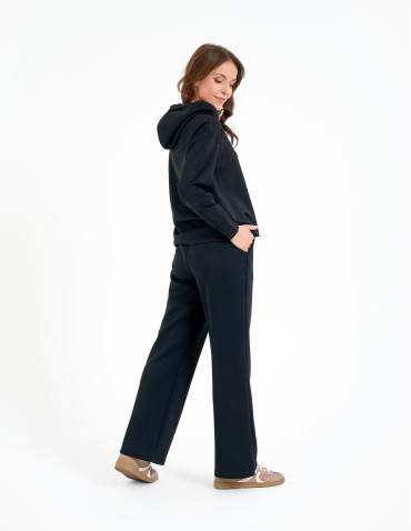 Spodnie dresowe - Spodnie dresowe damskie szerokie z kieszeniami CZARNY - produkt 6