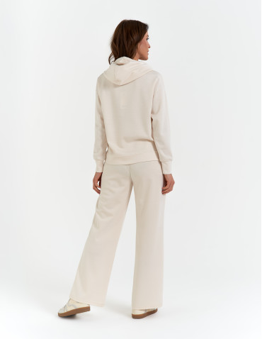 Spodnie dresowe - Spodnie dresowe damskie szerokie z kieszeniami KREMOWY - produkt 7