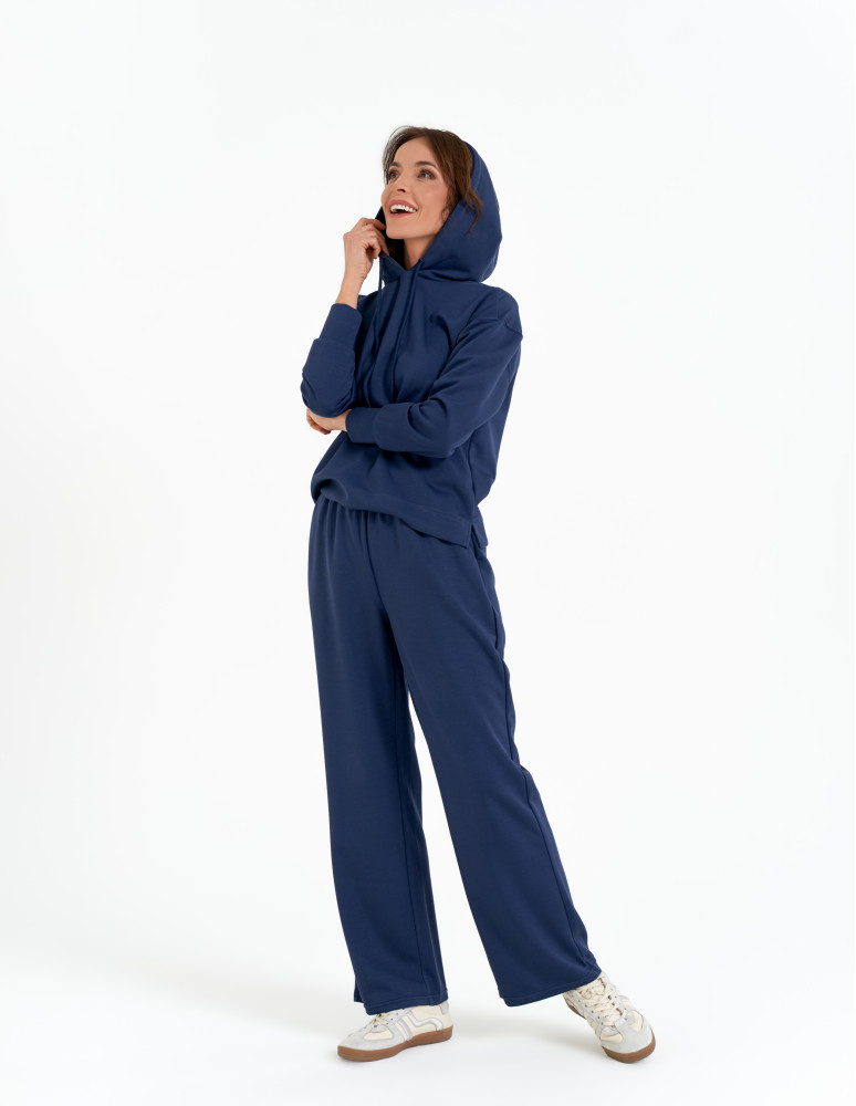 Spodnie dresowe - Spodnie dresowe damskie szerokie z kieszeniami NIEBIESKI  - produkt moraj.pl 7