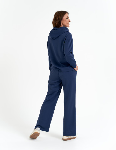 Spodnie dresowe - Spodnie dresowe damskie szerokie z kieszeniami NIEBIESKI - produkt 8