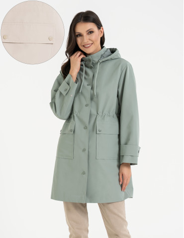 Kurtka damska parka przeciwdeszczowa z kapturem