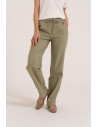 Damskie spodnie z prostą nogawką z wiskozy ZIELONY