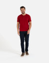Koszulka męska bawełniana typu henley z krótkim rękawem CZERWONY