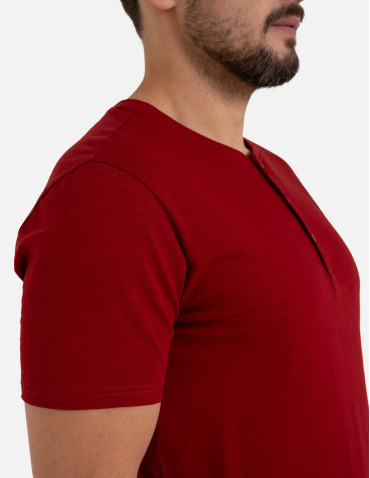 Koszulka męska bawełniana typu henley z krótkim rękawem  - produkt 2