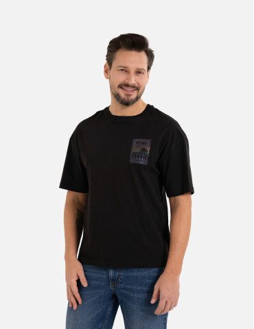 T-shirt męski koszulka bawełniana oversize z nadrukiem holograficznym