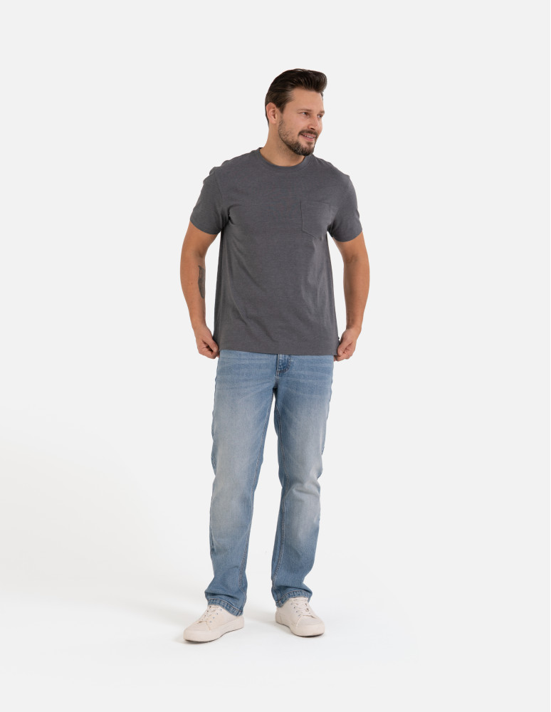 Koszulki z krótkim rękawem - Koszulka męska T-shirt bawełniany z kieszonką SZARY  - produkt moraj.pl 6