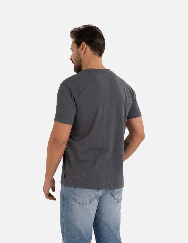 Koszulki z krótkim rękawem - Koszulka męska T-shirt bawełniany z kieszonką SZARY  - produkt moraj.pl 3