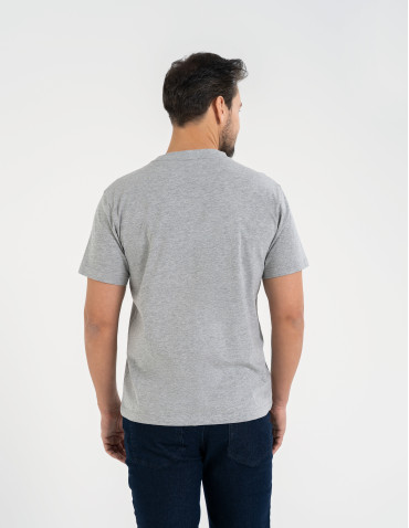 Koszulki z krótkim rękawem - Koszulka męska bawełniana T-shirt z nadrukiem i krótkim rękawem SZARY MELANŻ - produkt 3