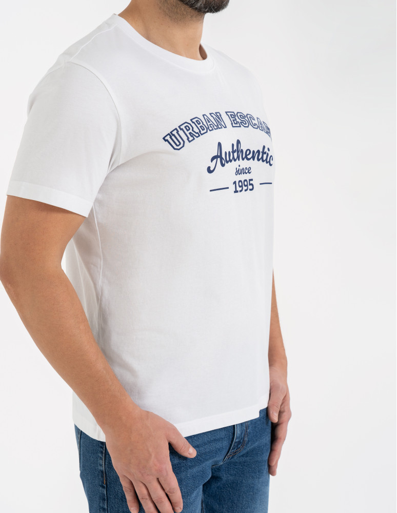 Koszulki z krótkim rękawem - Koszulka męska bawełniana T-shirt z nadrukiem i krótkim rękawem BIAŁY  - produkt moraj.pl 2