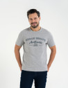 Koszulka męska bawełniana T-shirt z nadrukiem i krótkim rękawem SZARY MELANŻ