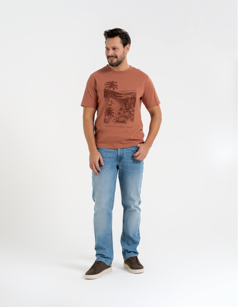 Koszulki i Tank Topy - T-shirt męski bawełniany z nadrukiem CZERWONY  - produkt moraj.pl 4