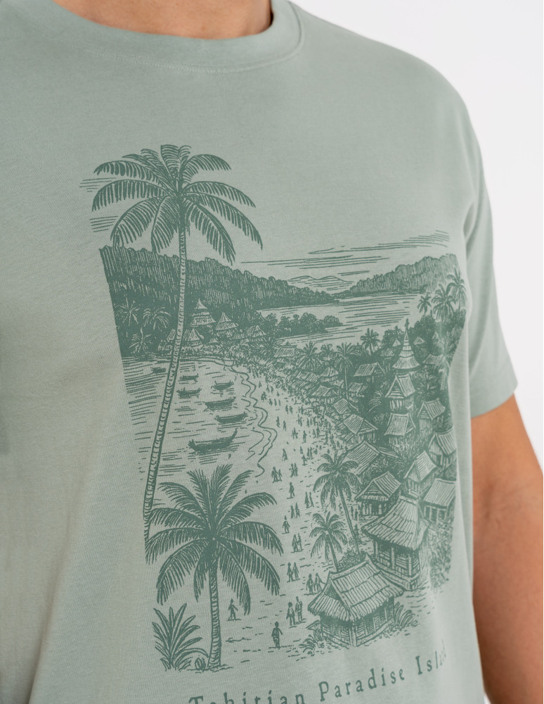 Koszulki i Tank Topy - T-shirt męski bawełniany z nadrukiem ZIELONY - produkt moraj.pl 2