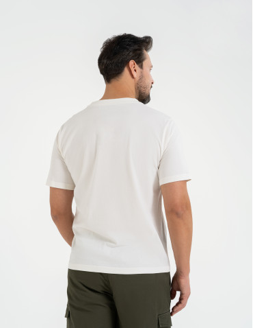 Koszulki i Tank Topy - T-shirt męski bawełniany z nadrukiem BEŻOWY - produkt 3