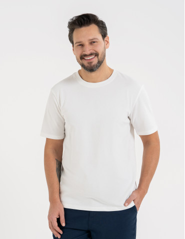 Koszulka męska t-shirt z bawełny czesanej - BIAŁY