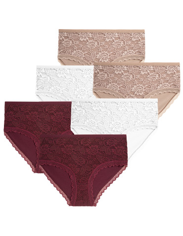 Majtki damskie maxi bikini z koronkowym przodem 6-pak