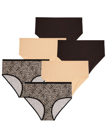 Majtki damskie maxi bikini w prążek Plus Size 6-pak - WIELOKOLOROWY