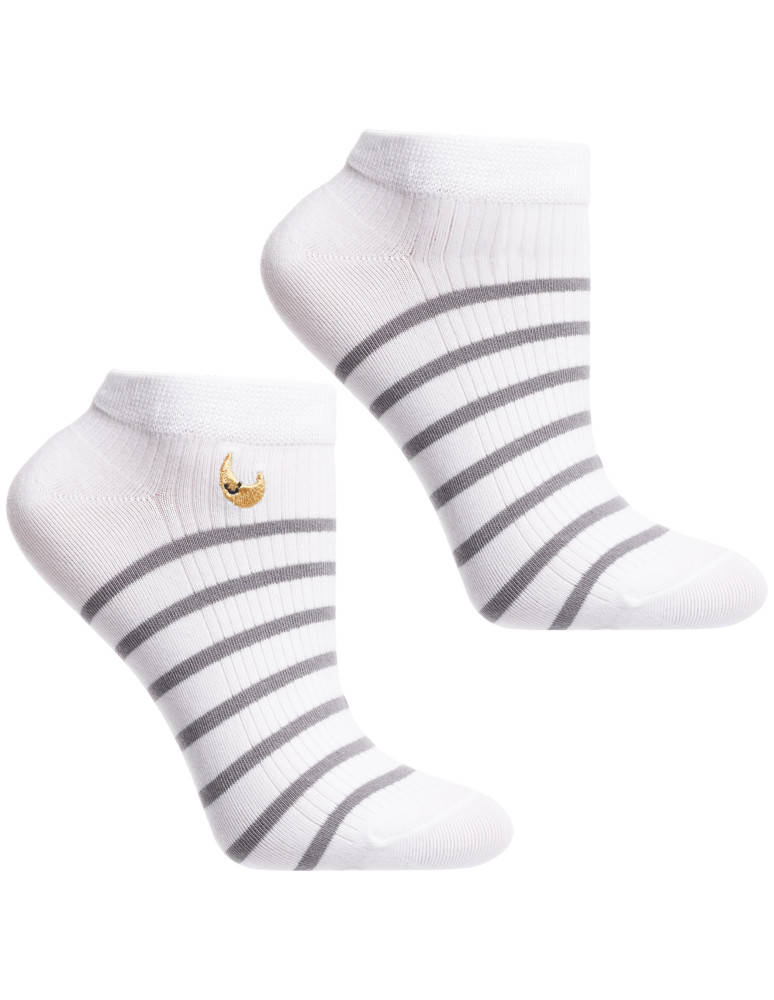 Stopki klasyczne - Skarpety stopki damskie w paski z haftem 3-pak WIELOKOLOROWY  - produkt moraj.pl 3